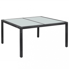  Fekete polyrattan kerti asztal 150 x 90 x 75 cm kerti bútor
