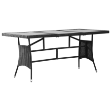  fekete polyrattan kerti asztal 170 x 80 x 74 cm kerti bútor