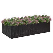 Fekete polyrattan kerti ültetőláda 157 x 80 x 40 cm kerti tárolás