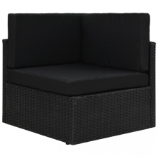 Fekete polyrattan sarokkanapé-elem kerti bútor