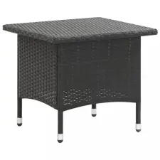  fekete polyrattan teázóasztal 50 x 50 x 47 cm kerti bútor