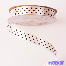  Fekete pöttyös szatén szalag 12mm x 20m - Pezsgő szalag, masni