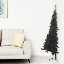  Fekete PVC fél műkarácsonyfa állvánnyal 120 cm műfenyő
