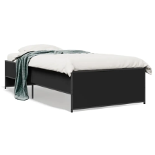  fekete szerelt fa és fém ágykeret 75 x 190 cm ágy és ágykellék