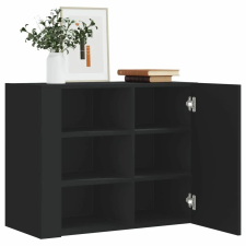  Fekete szerelt fa faliszekrény 75 x 35 x 60 cm bútor