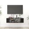  Fekete szerelt fa függő TV-szekrény 100 x 30 x 26,5 cm