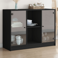 fekete szerelt fa tálalószekrény 102x37x75,5 cm bútor