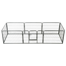 fekete színű acél kutyakennel 8 panelből 60 x 80 cm szállítóbox, fekhely kutyáknak
