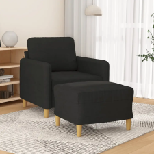  fekete szövet kanapéfotel lábtartóval 60 cm bútor