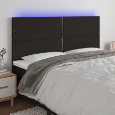  Fekete szövet LED-es fejtámla 160x5x118/128 cm ágy és ágykellék