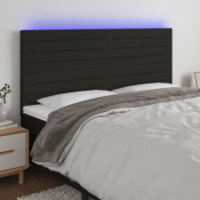  fekete szövet LED-es fejtámla 180x5x118/128 cm ágy és ágykellék
