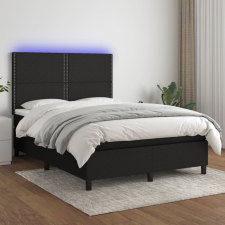  fekete szövet rugós és LED-es ágy matraccal 140x190 cm ágy és ágykellék