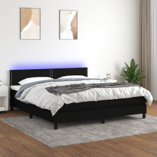  fekete szövet rugós és LED-es ágy matraccal 160x200 cm ágy és ágykellék