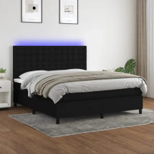  fekete szövet rugós és LED-es ágy matraccal 160x200 cm ágy és ágykellék