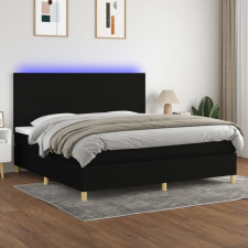  fekete szövet rugós és LED-es ágy matraccal 200x200 cm ágy és ágykellék