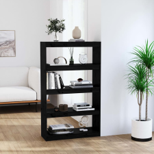  fekete tömör fenyőfa könyvszekrény/térelválasztó 80x30x135,5 cm bútor