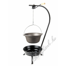  Fekete Tűzteres állvány+7.2 literes öntöttvas bogrács szett(2részes) kerti sütés és főzés