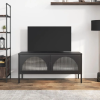  Fekete üveg és acél TV-szekrény 105 x 35 x 50 cm