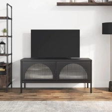 Fekete üveg és acél TV-szekrény 105 x 35 x 50 cm bútor