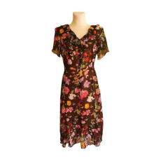  Fekete virágmintás női ruha (méret: XL)