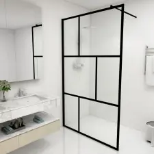  Fekete zuhanyfal edzett üveggel 115 x 195 cm kád, zuhanykabin