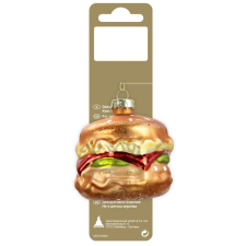  Felakasztható hamburger üvegből 6,5 cm színes karácsonyfadísz