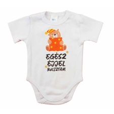 Feliratos rövid ujjú baba body kombidressz, body