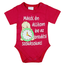 Feliratos rövid ujjú kislány baba body pink kombidressz, body