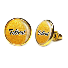 Feliratozható beszúrós fülbevaló (12 mm) rozsdamentes acélból (1 pár), arany szín fülbevaló