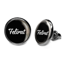  Feliratozható beszúrós fülbevaló (12 mm) rozsdamentes acélból (1 pár), fekete szín, ajándékdobozzal! fülbevaló