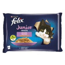 FELIX Állateledel alutasakos FELIX Fantastic Junior macskáknak csirke-lazac válogatás aszpikban 4x85g macskaeledel