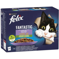  Felix Fantastic alutasakos macskaeledel – Házias válogatás zöldséggel aszpikban – Multipack (1 karton | 12 x 85 g) 1020 g macskaeledel