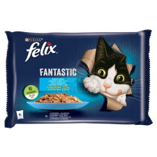  Felix Fantastic Halas Válogatás lazaccal, lepényhallal 12 x (4 x 85 g) macskaeledel