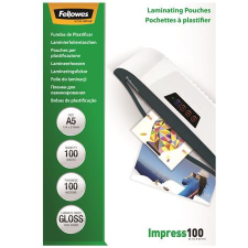 FELLOWES Meleglamináló fólia, 100 mikron, A5, fényes, 100 db, FELLOWES lamináló fólia