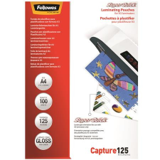 FELLOWES Meleglamináló fólia, 125 mikron, A4, SuperQuick, fényes, 100 db, FELLOWES lamináló fólia