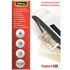 FELLOWES Meleglamináló fólia, 125 mikron, A6, fényes, 100 db, FELLOWES lamináló fólia