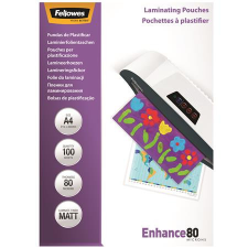 FELLOWES Meleglamináló fólia, 80 mikron, A4, matt, 100 db, FELLOWES lamináló fólia