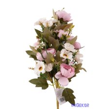  Féloldalas 12 ágú boglárka-cínea selyemcsokor 41 cm - Rózsaszín dekorációs kellék
