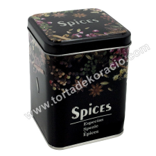  Fém doboz fűszeres minta 7,5*7,5*10 cm sütés és főzés