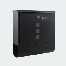 Fém fekvő postaláda újságtartó hengerrel - fekete postaláda