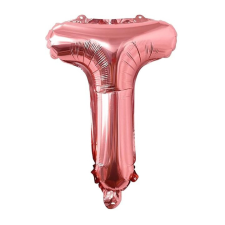  Fém fólia lufi S DEPOT®, T betű, rózsaszín arany, 40 cm party kellék