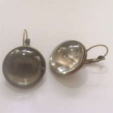  Fém fülbevaló alap lencsével kör alakú, 20 mm 1 pár - bronz ékszeralap