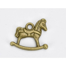  Fém hintaló, antik bronz. Mérete: 20x20 mm dekorációs kellék