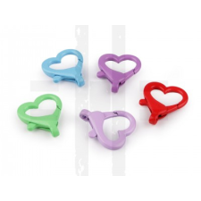  Fém karabiner színes szív 15 mm lyuk - 10 db dekorációs kellék