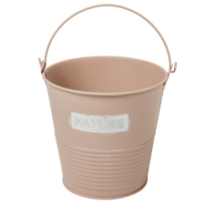  Fém kaspó nature felirattal rózsaszín D13cm M12,5cm dekorációs kellék