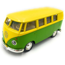 Fém kisautó 1:32-es méretarány - Volkswagen T1 Transporter (zöld-sárga) autópálya és játékautó