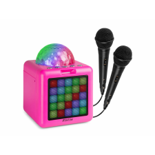 Fenton KAR15B Karaoke hangfal, 2 mikrofon, rózsaszín, 15W játékhangszer