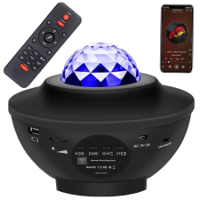 Fény projektor bluetooth hangszóróval és távirányítóval, fekete - 16x12cm party kellék