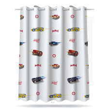 Fényáteresztő Voile függöny Cars 180 cm magas gyerekmintás méteráru lakástextília