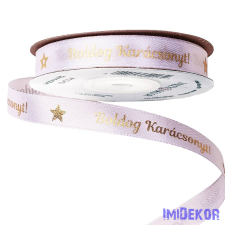  Fényes arany Boldog Karácsonyt feliratos szatén szalag 12mm x 20m - Fehér szalag, masni